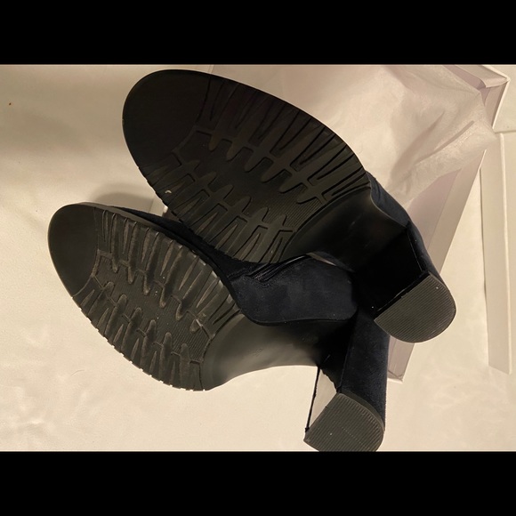 Navy Blue Suede Booties - Picture 4 of 5